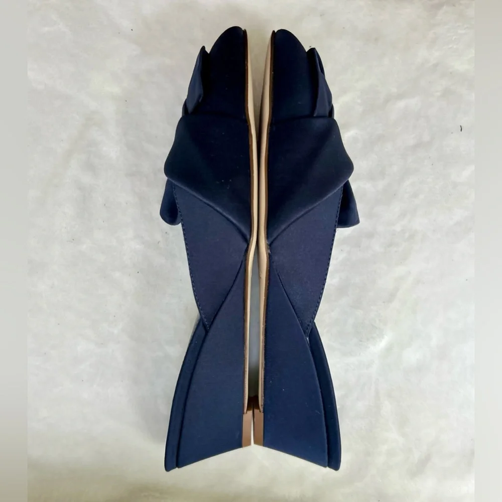 J. Crew Collection Blue Size 8 Mules Satin Wedges Slip On Heel Shoes - Picture 10 of 14